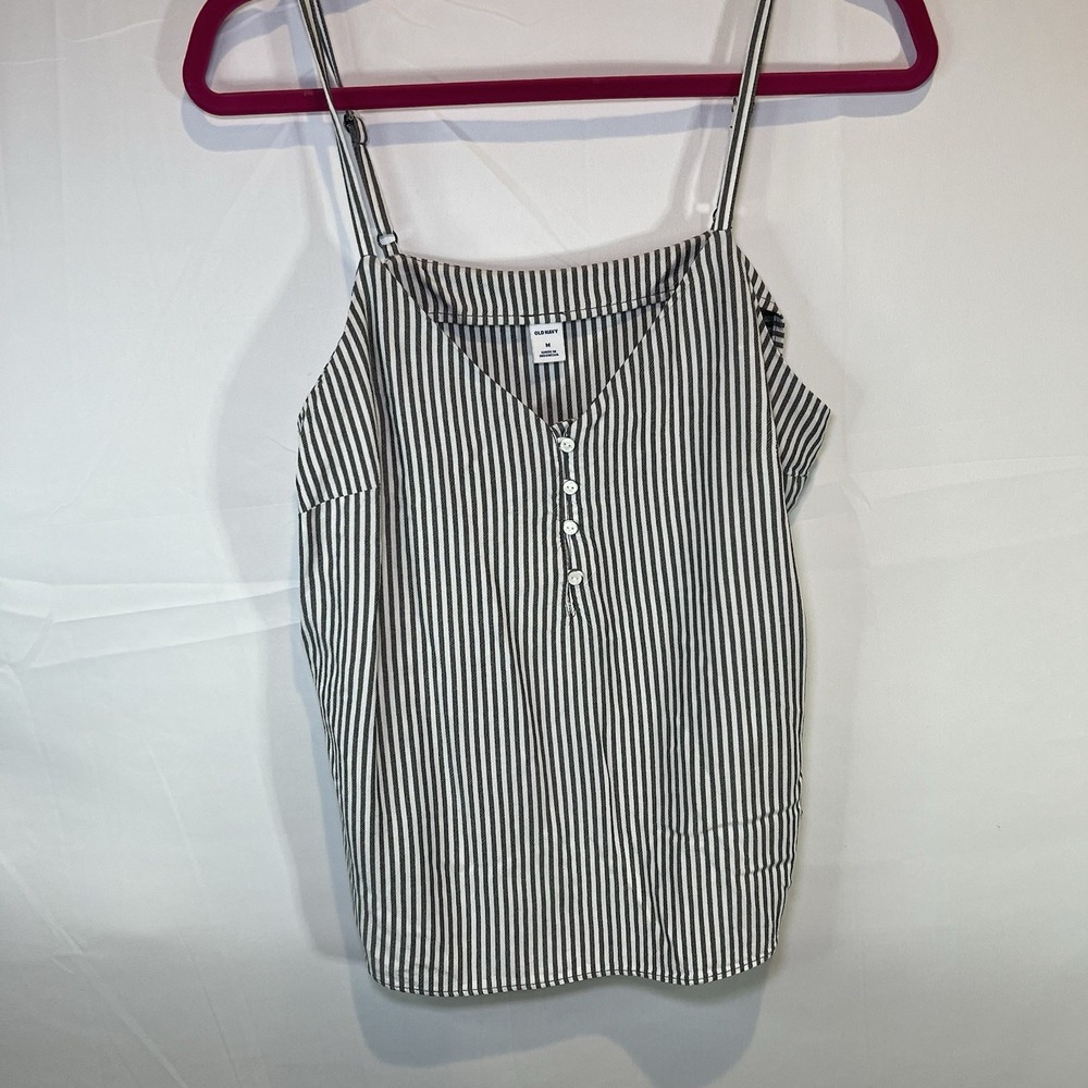 Women's Old Navy Button-front Striped Crop Top Size Medium Tank Top